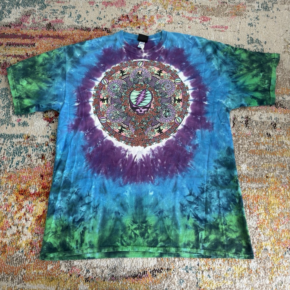 Vintage 2000 Grateful Dead Liquid Blue Tee Shirt Size 2XL Celtic Mandala Tie Dye